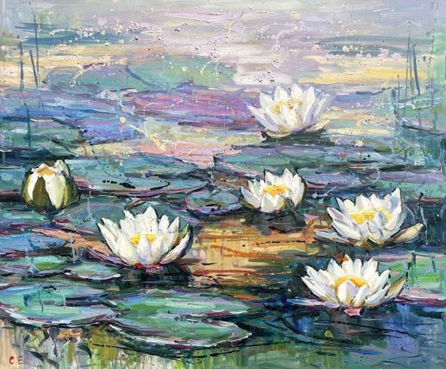 Evgeny Chernyakovsky - Water lily, Painting, Oil on Canvas For